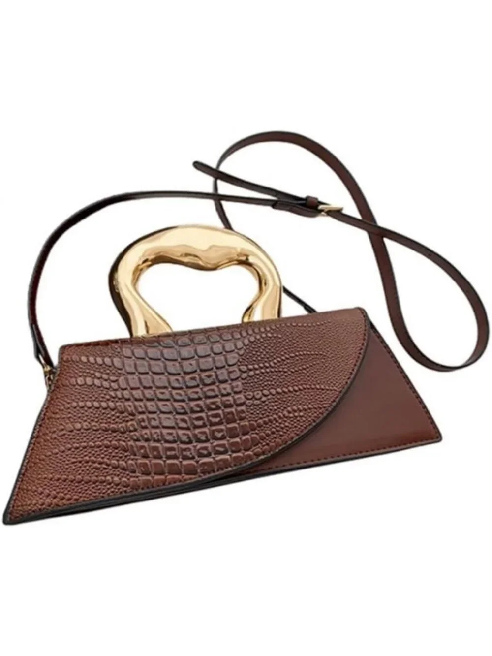 Chic Vegan Leather Evening Clutch Purse with Crocodile Pattern & Crossbody Strap